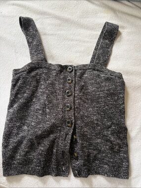 Madewell Black & White Marled Knit Button-Front Tank